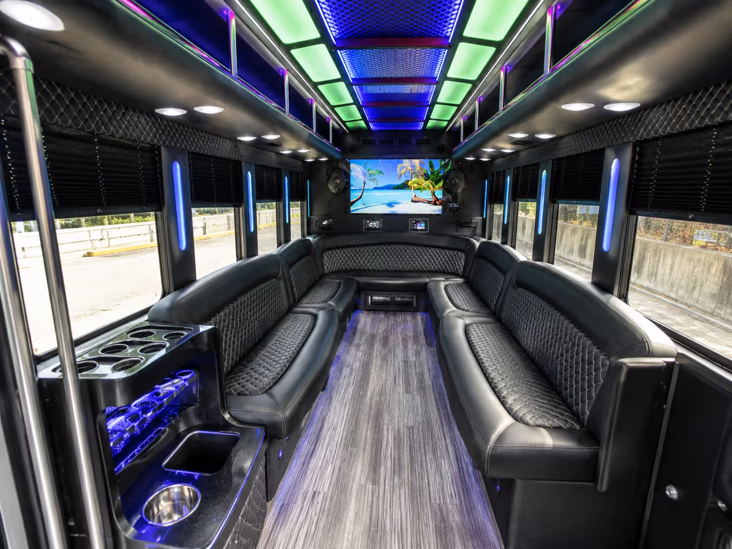 smyrna 18 passenger party bus inside