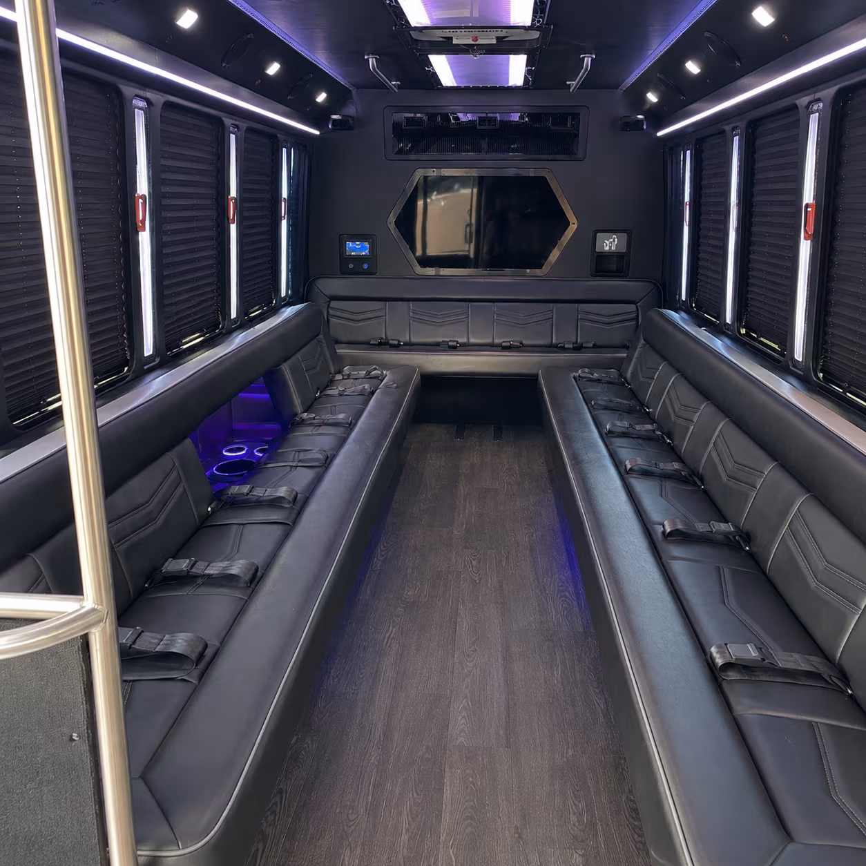 smyrna 18 passenger party bus interior