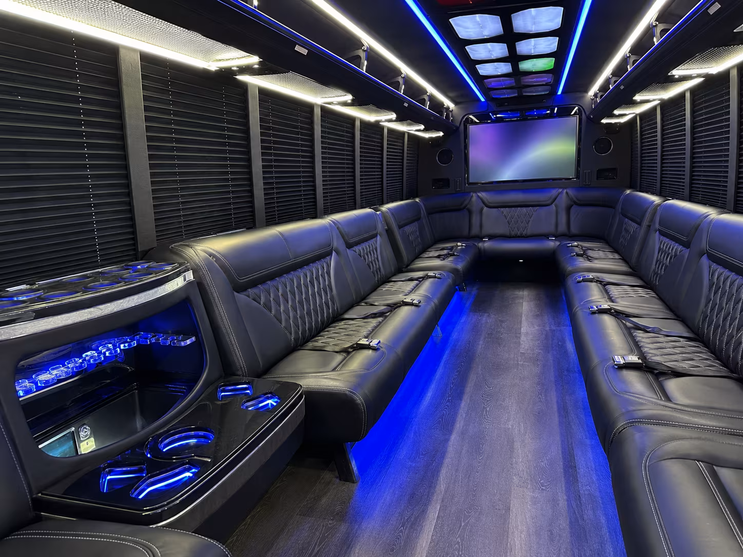 smyrna 20 passenger party bus inside