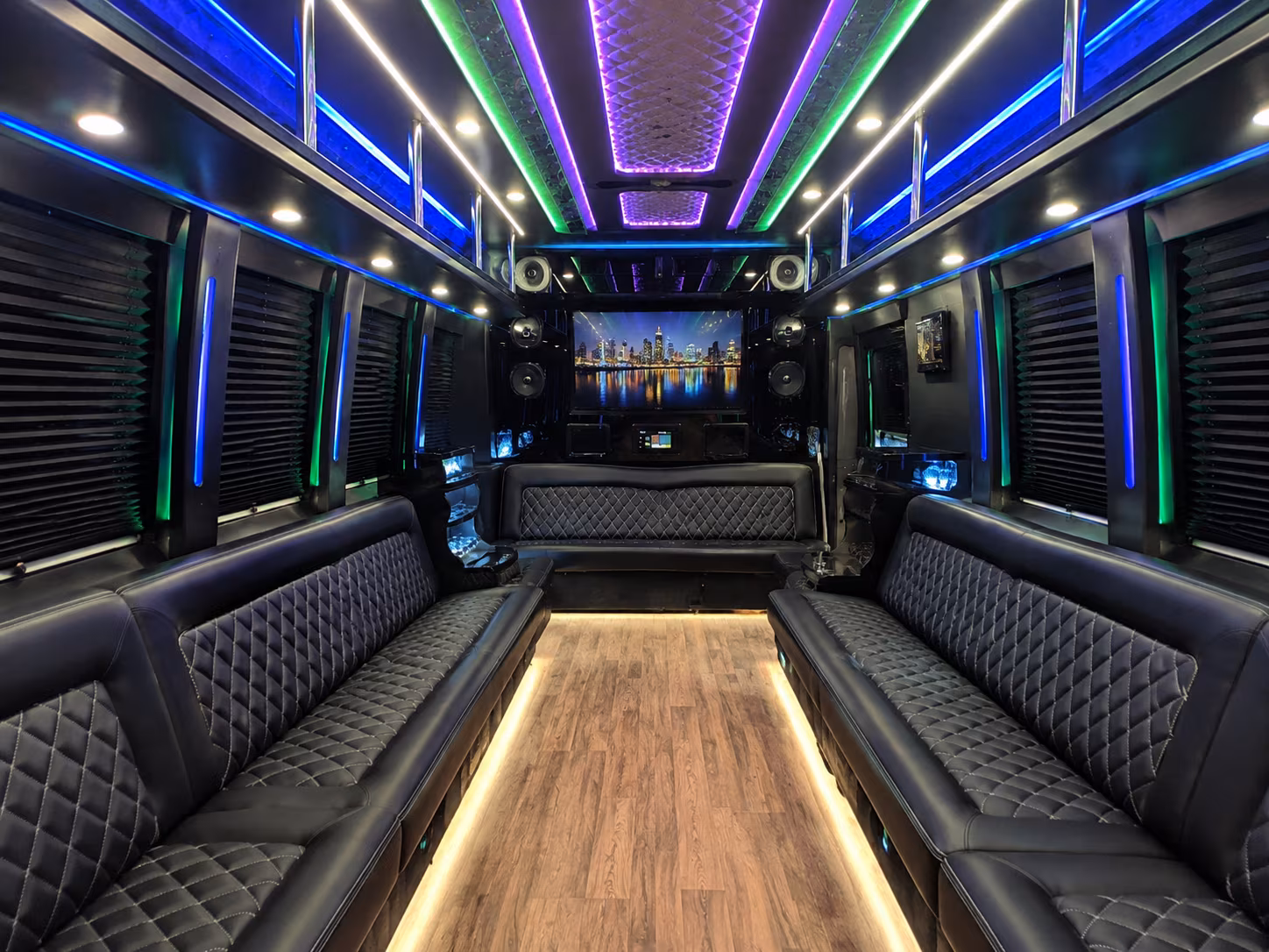 smyrna 25 passenger party bus interior
