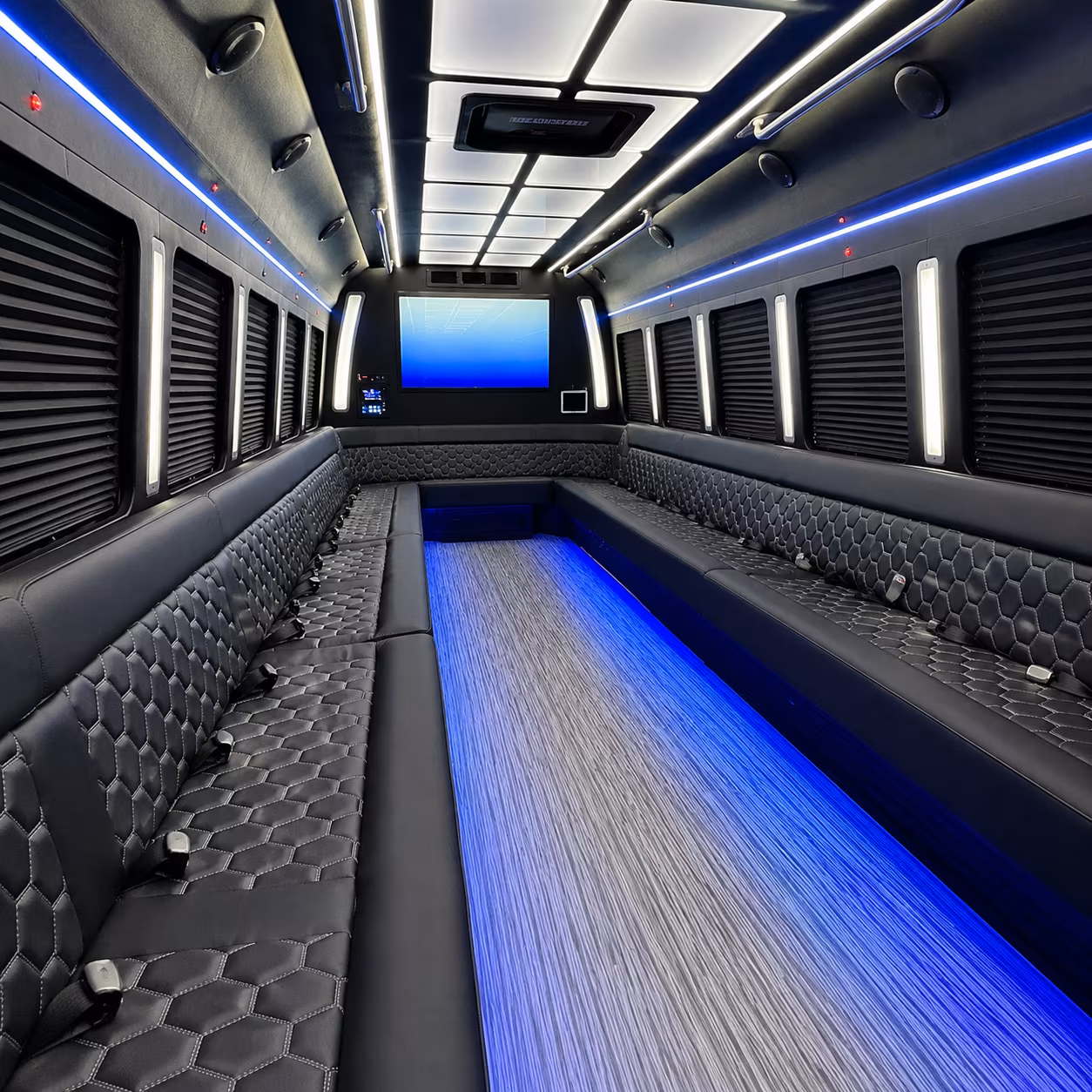 smyrna 50 passenger party bus inside